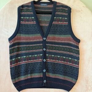 Van Heusen Vest XL Button front, Grandpa core, Vintage, Navy Blue